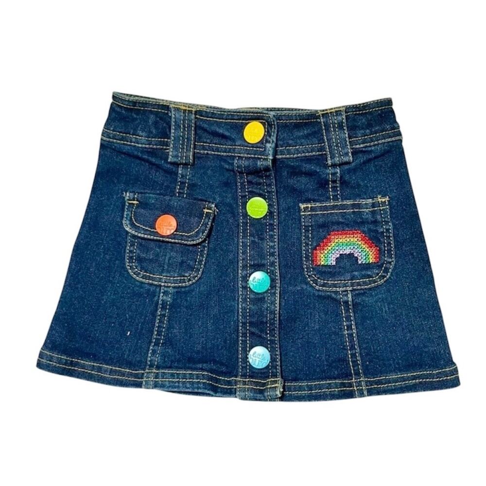 Little Bird Denim Jean Embroidered Rainbow Skirt Size 12-18m